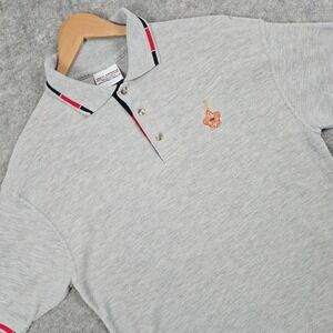 Men's Gray Knit Polo Shirt New Hampshire Boy Scouts Embroidered Size L BSA Retro